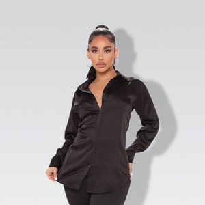 Sleek For You Satin Top - Black